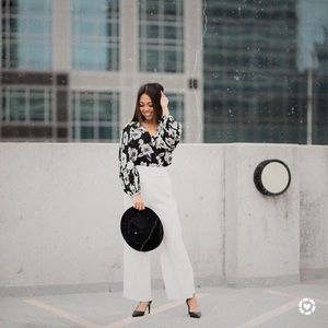 White wide leg pants